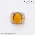 14668 Cheap jewelry wholesale women copper alloy elegant 18k gold finger ring with yellow stone